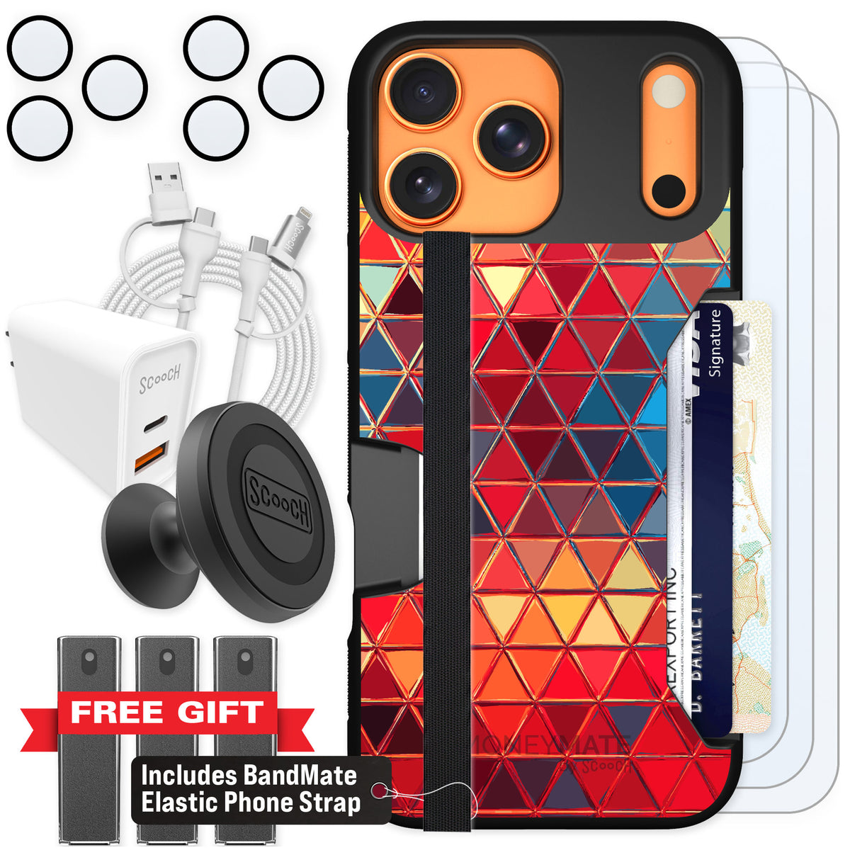 Scooch Moneymate Festive Glass for iPhone 17 Pro Max — Ultimate Bundle