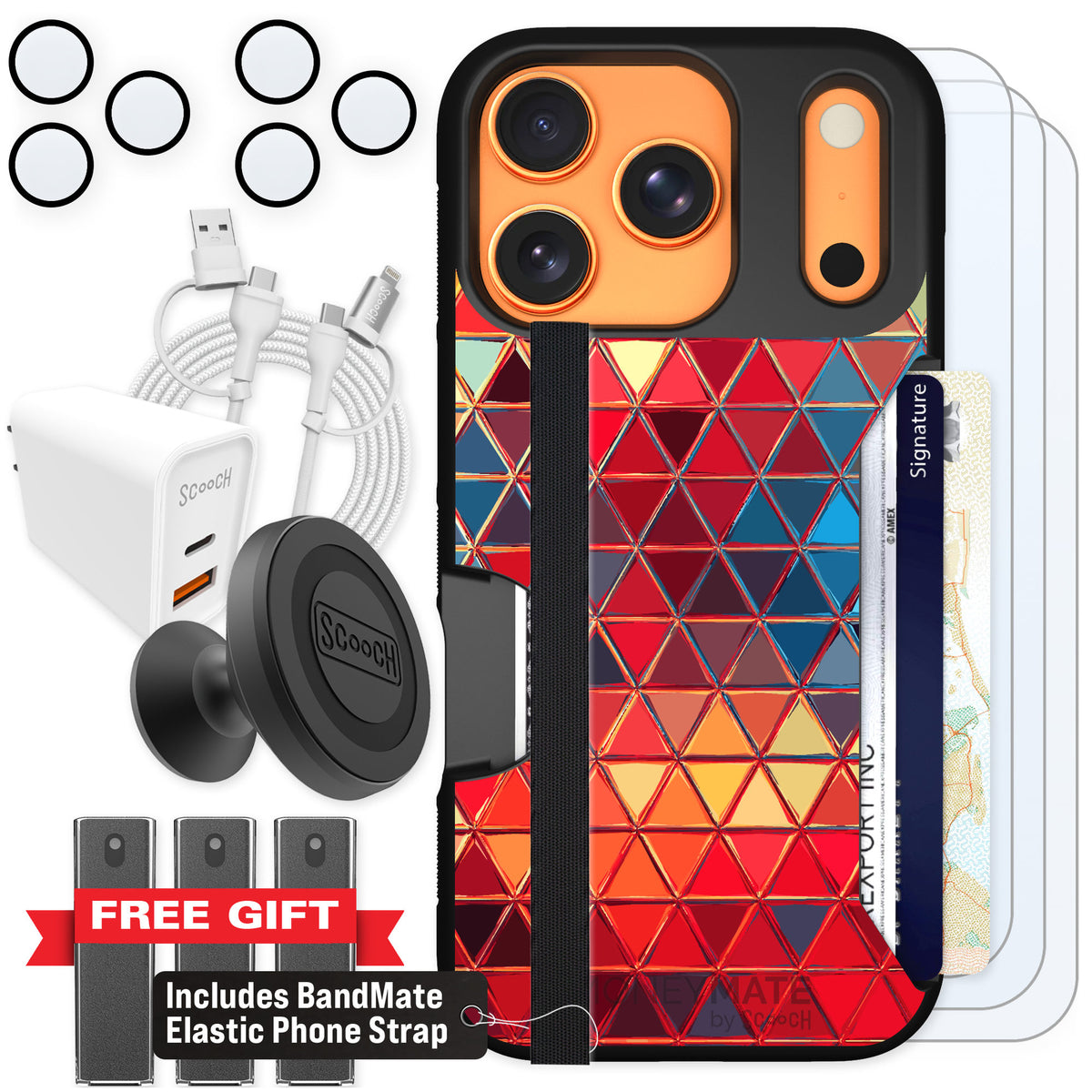 Scooch Moneymate Festive Glass for iPhone 17 Pro — Ultimate Bundle