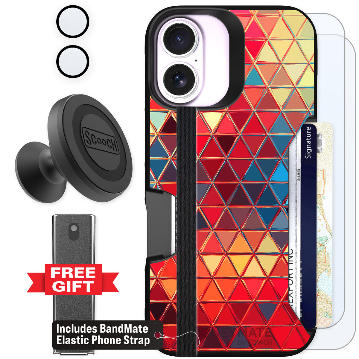 Scooch Moneymate Festive Glass for iPhone 17 — Defender Bundle