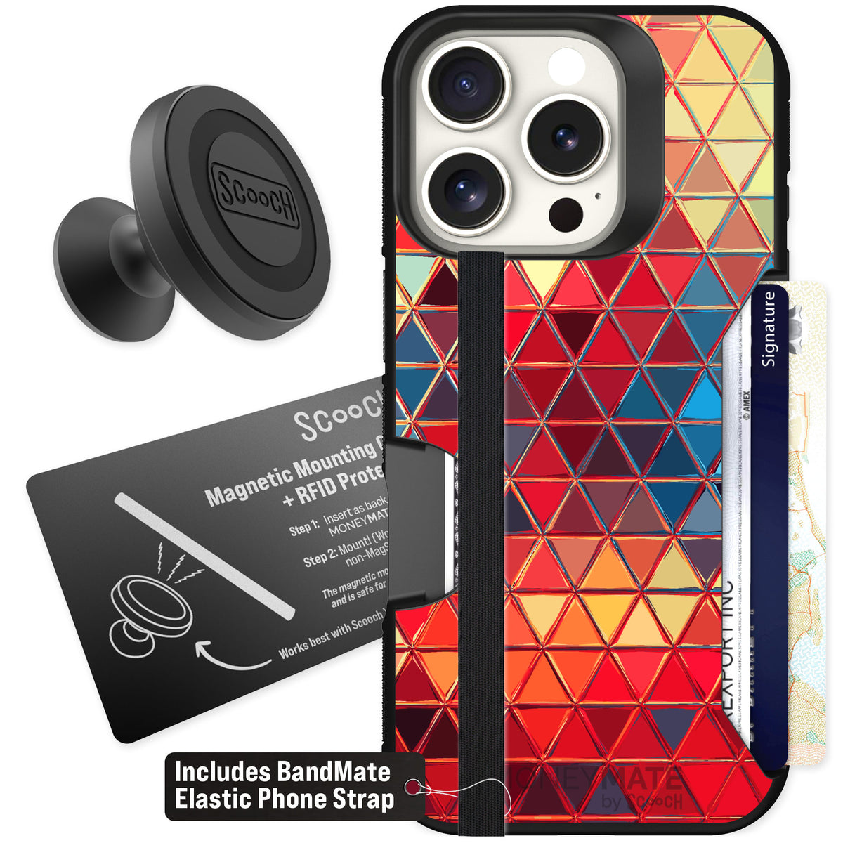 Scooch Moneymate Festive Glass for iPhone 16 Pro — Starter Bundle