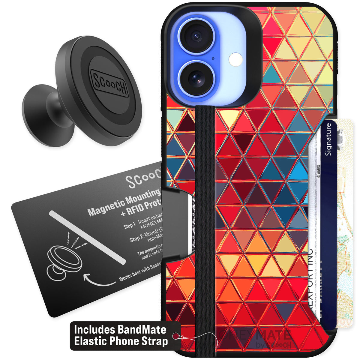 Scooch Moneymate Festive Glass for iPhone 16 — Starter Bundle