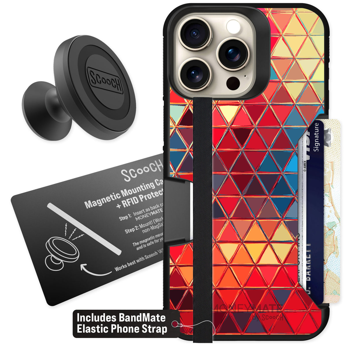 Scooch Moneymate Festive Glass for iPhone 15 Pro Max — Starter Bundle