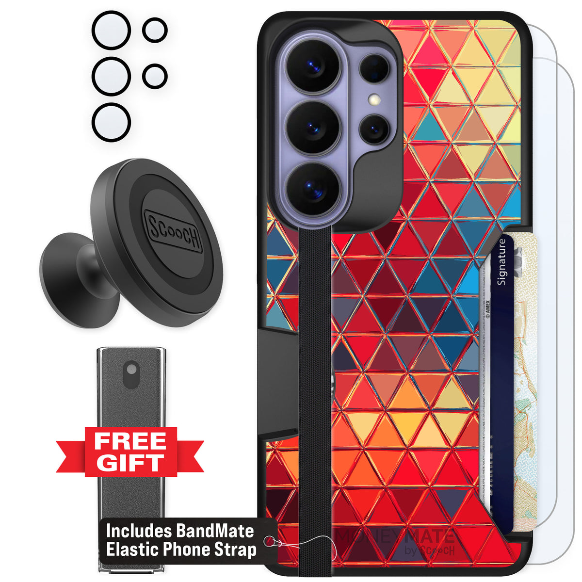 Scooch Moneymate Festive Glass for Galaxy S26 Ultra — Defender Bundle