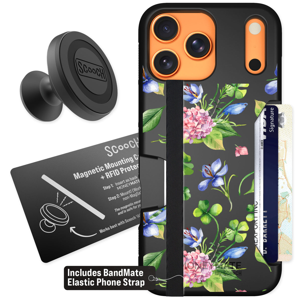 Scooch Moneymate Lucky Hydrangea for iPhone 17 Pro Max — Starter Bundle