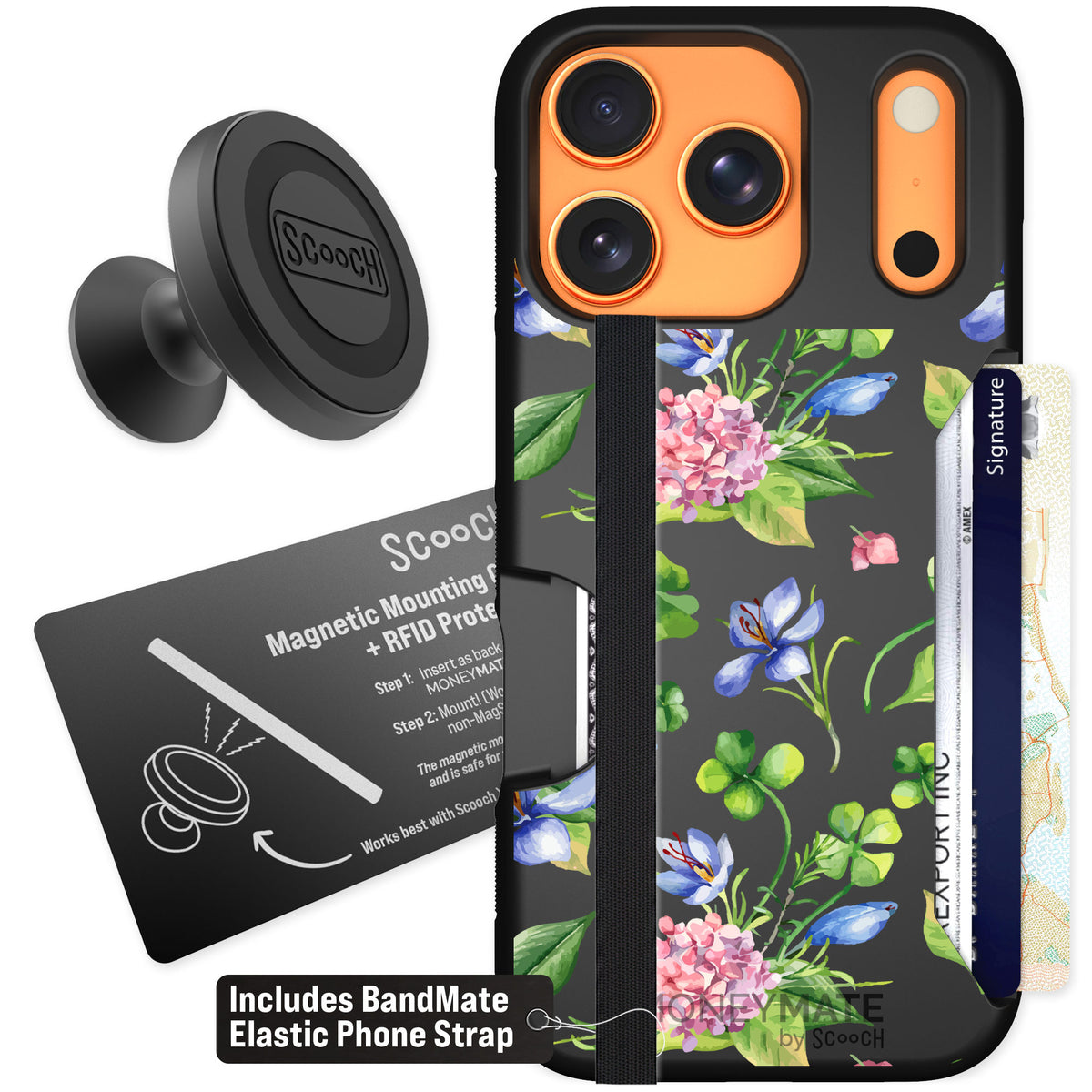 Scooch Moneymate Lucky Hydrangea for iPhone 17 Pro — Starter Bundle