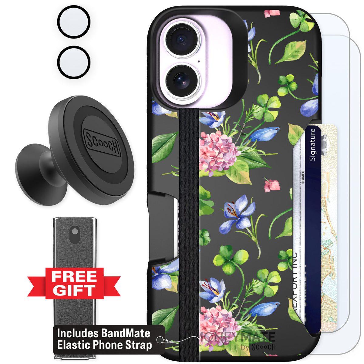 Scooch Moneymate Lucky Hydrangea for iPhone 17 — Defender Bundle