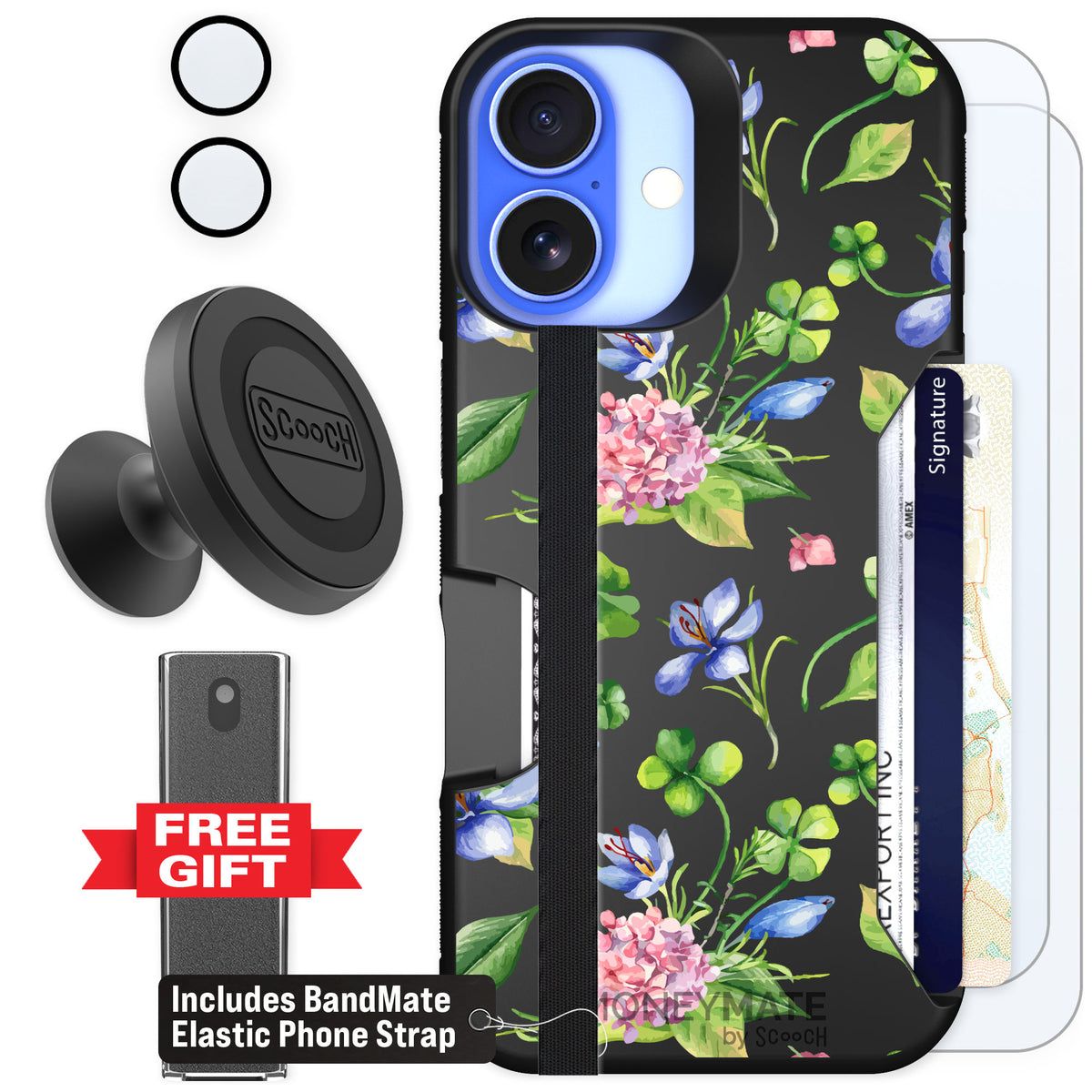 Scooch Moneymate Lucky Hydrangea for iPhone 16 — Defender Bundle