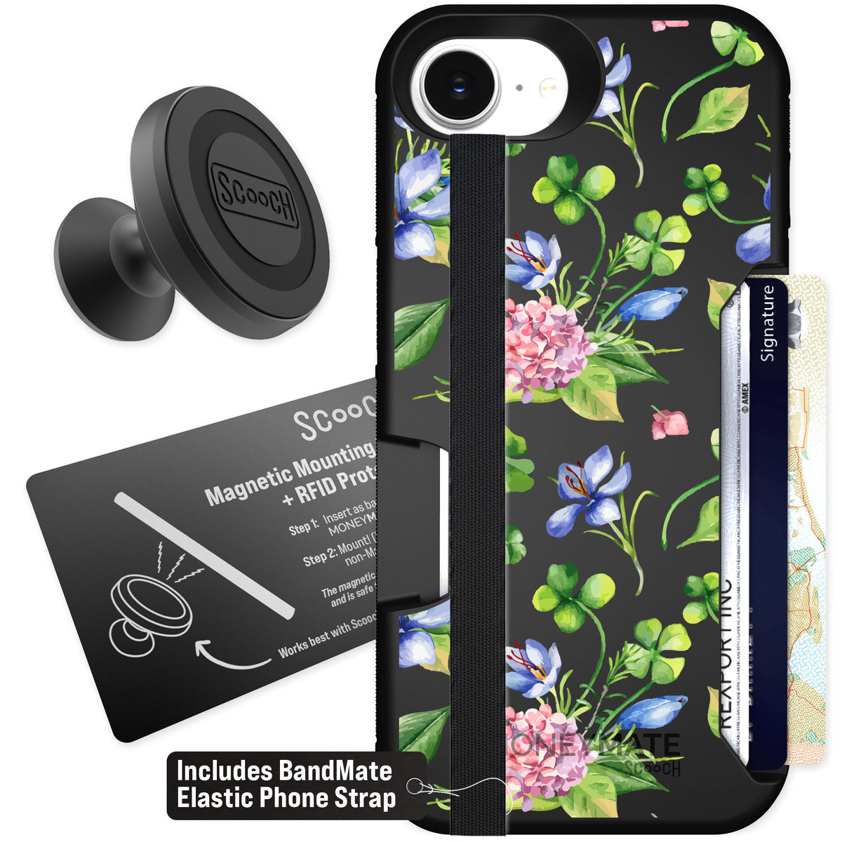 Scooch Moneymate Lucky Hydrangea for iPhone 16e — Starter Bundle