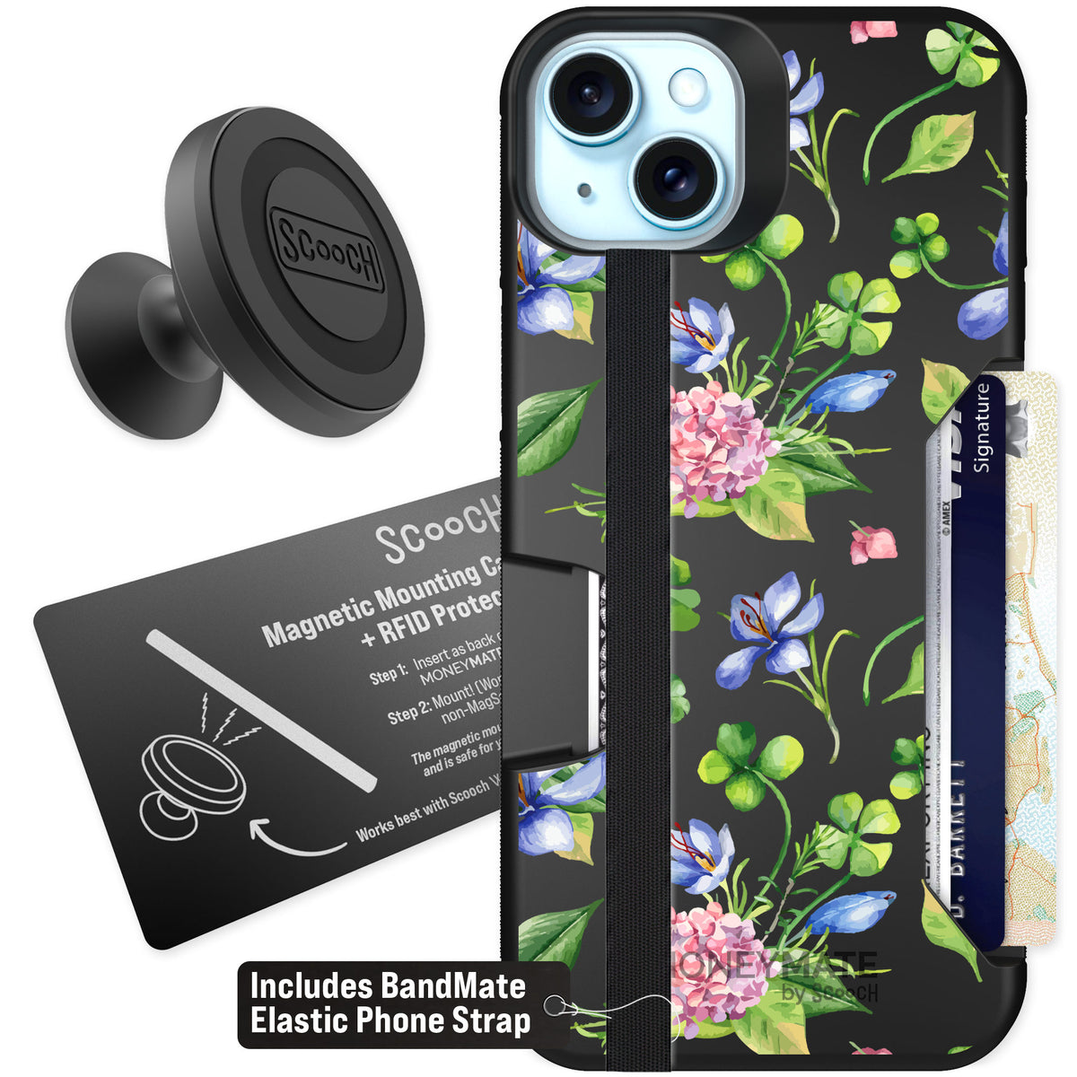 Scooch Moneymate Lucky Hydrangea for iPhone 14 Plus — Starter Bundle