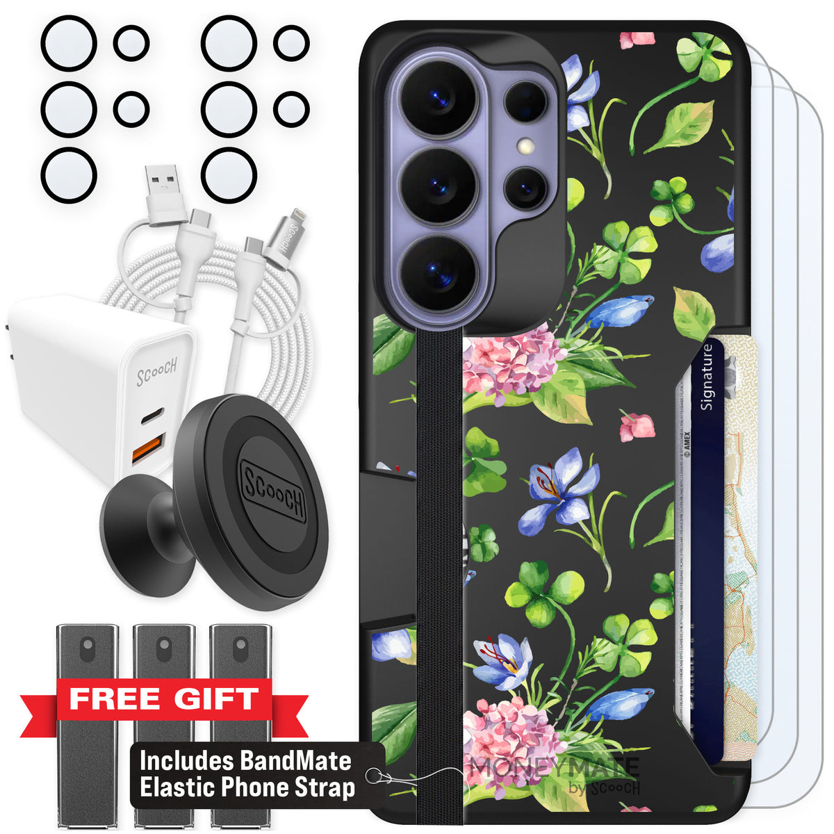 Scooch Moneymate Lucky Hydrangea for Galaxy S26 Ultra — Ultimate Bundle