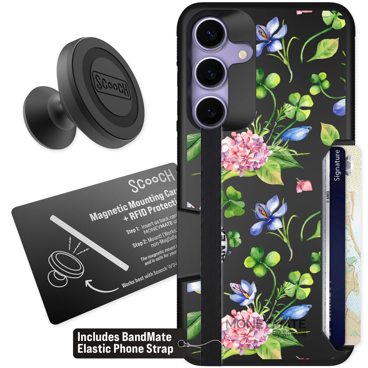 Scooch Moneymate Lucky Hydrangea for Galaxy S25+ — Starter Bundle