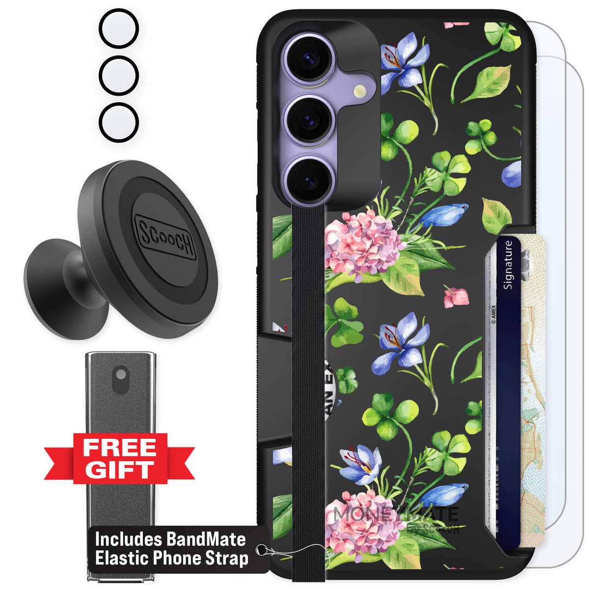 Scooch Moneymate Lucky Hydrangea for Galaxy S25+ — Defender Bundle
