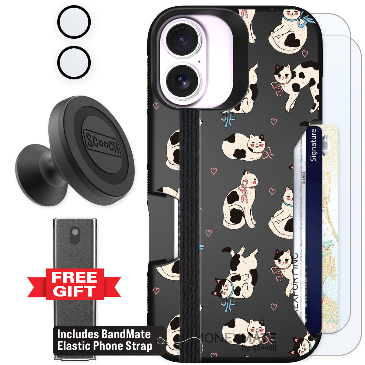 Scooch Moneymate Bow Kitties for iPhone 17 — Defender Bundle