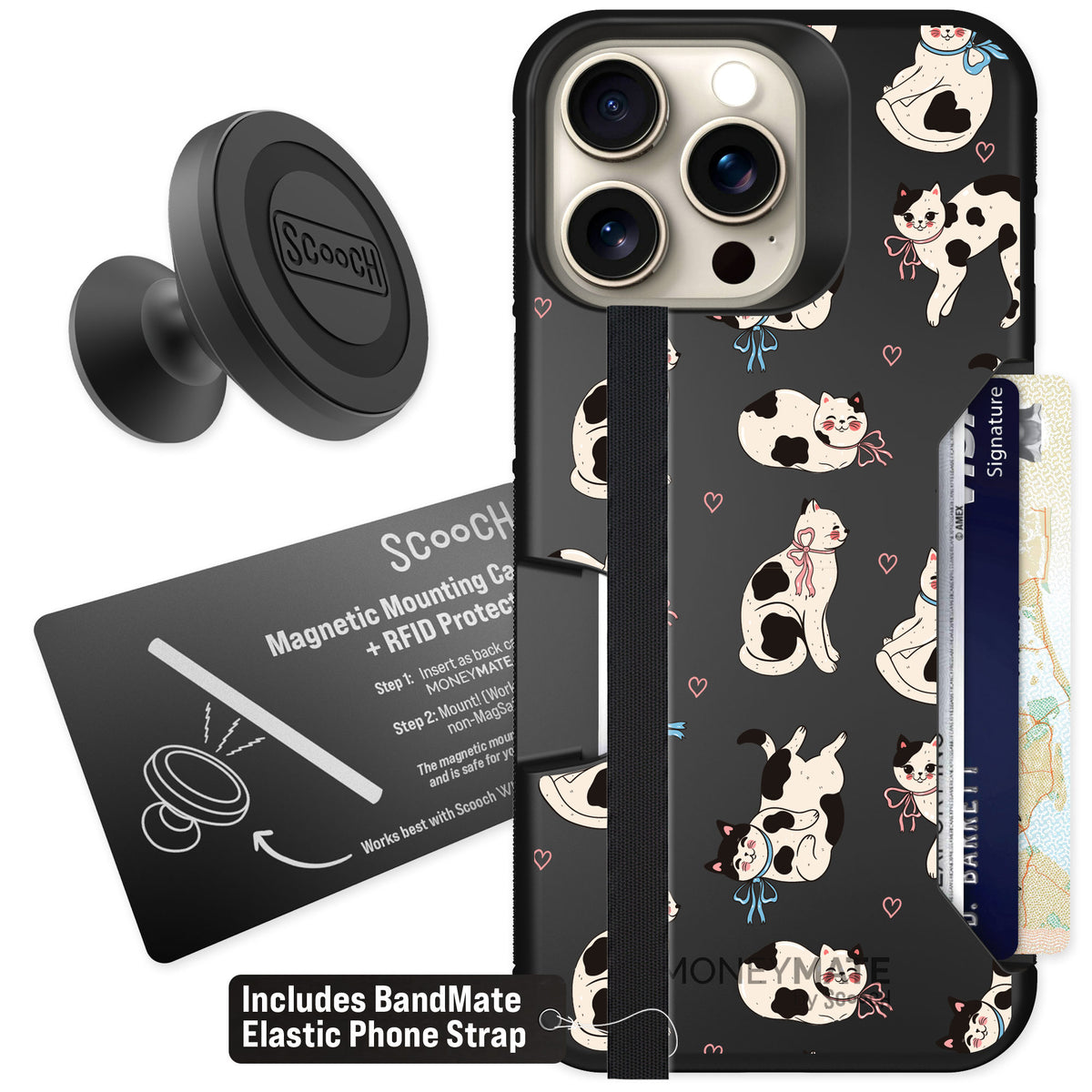Scooch Moneymate Bow Kitties for iPhone 15 Pro Max — Starter Bundle