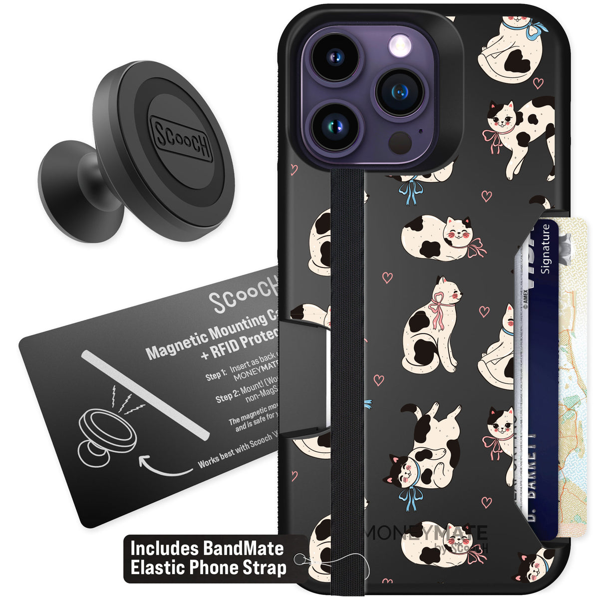 Scooch Moneymate Bow Kitties for iPhone 14 Pro Max — Starter Bundle