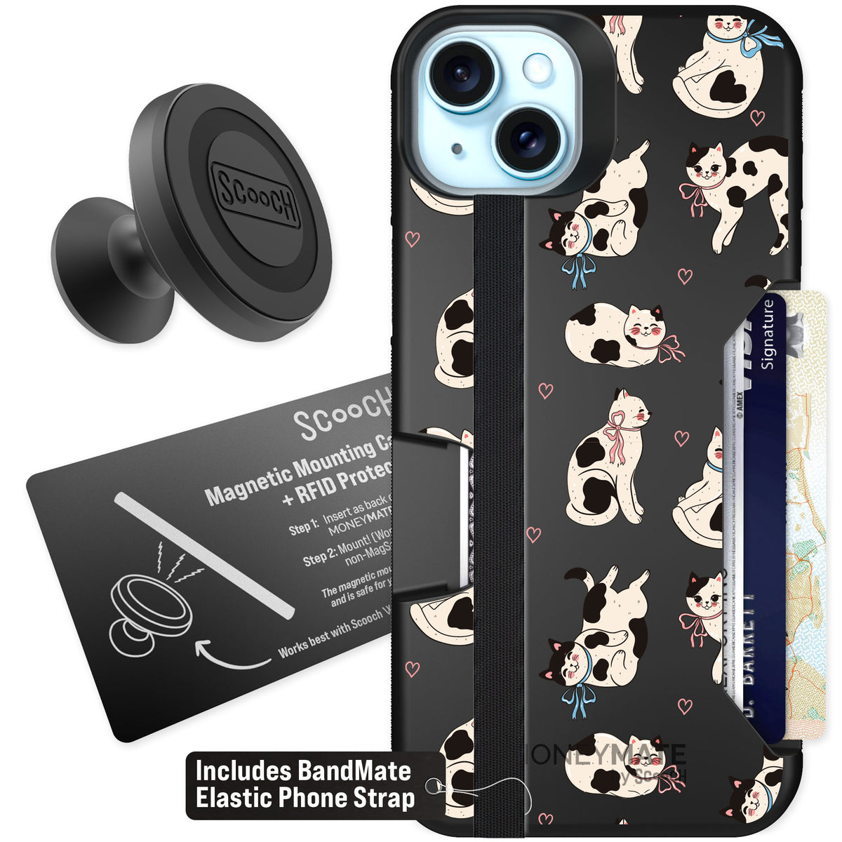 Scooch Moneymate Bow Kitties for iPhone 14 Plus — Starter Bundle