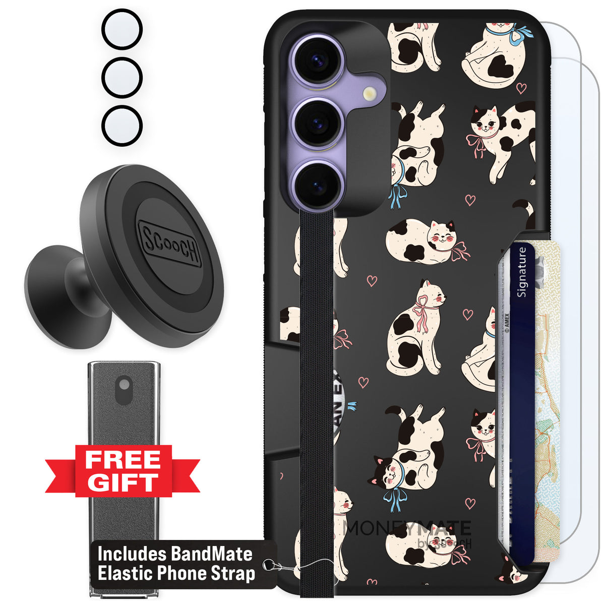 Scooch Moneymate Bow Kitties for Galaxy S25+ — Defender Bundle