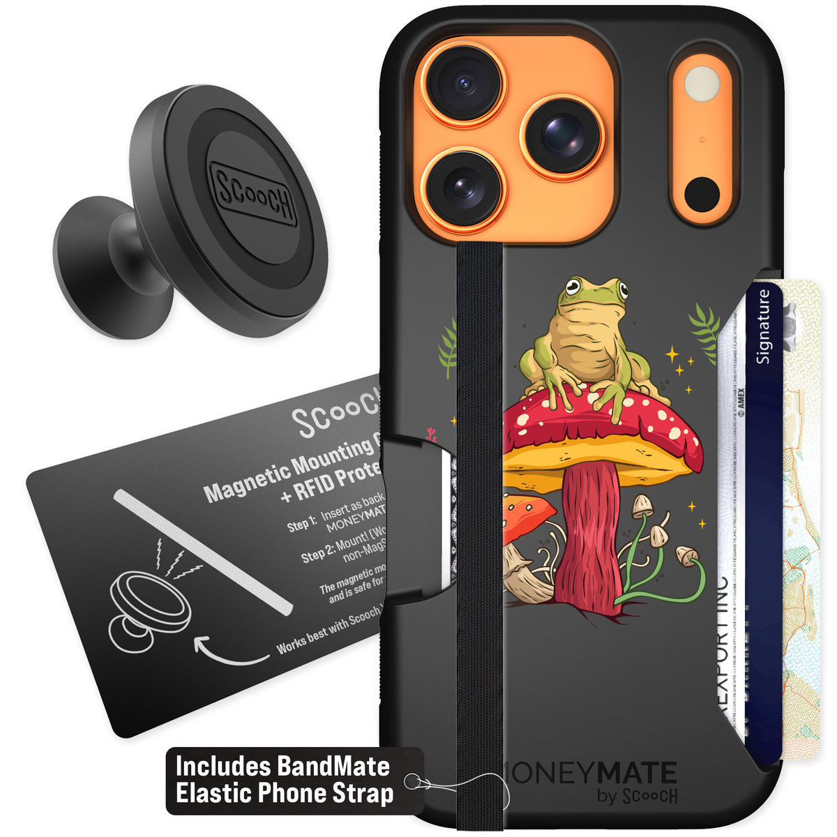 Scooch Moneymate Toadstool Frog for iPhone 17 Pro — Starter Bundle