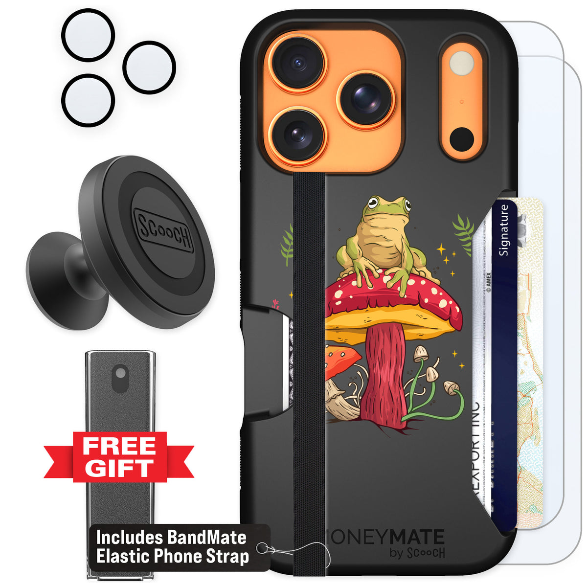 Scooch Moneymate Toadstool Frog for iPhone 17 Pro — Defender Bundle