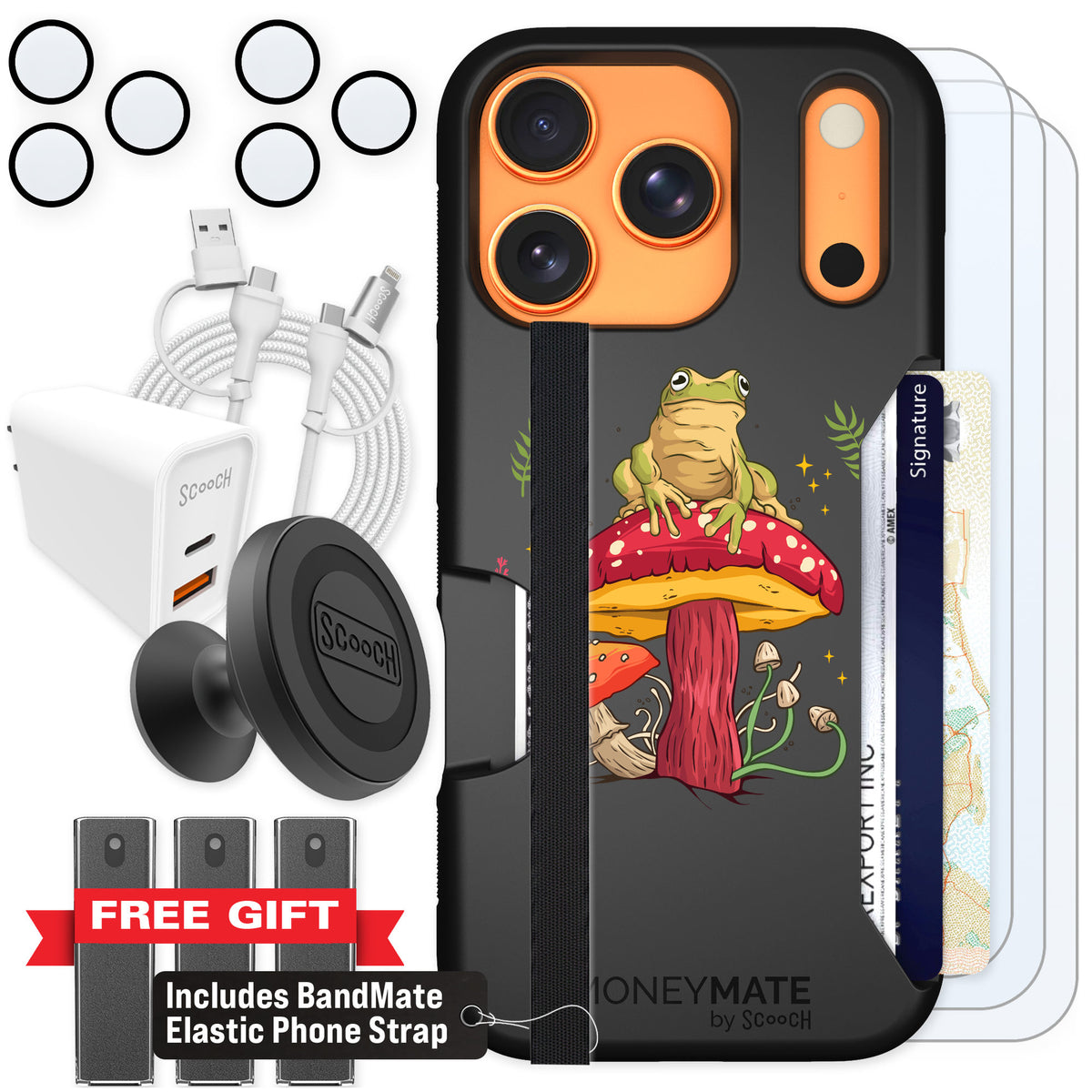 Scooch Moneymate Toadstool Frog for iPhone 17 Pro — Ultimate Bundle