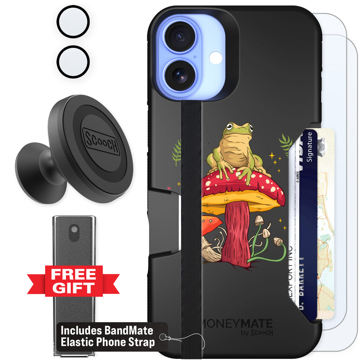 Scooch Moneymate Toadstool Frog for iPhone 16 Plus — Defender Bundle