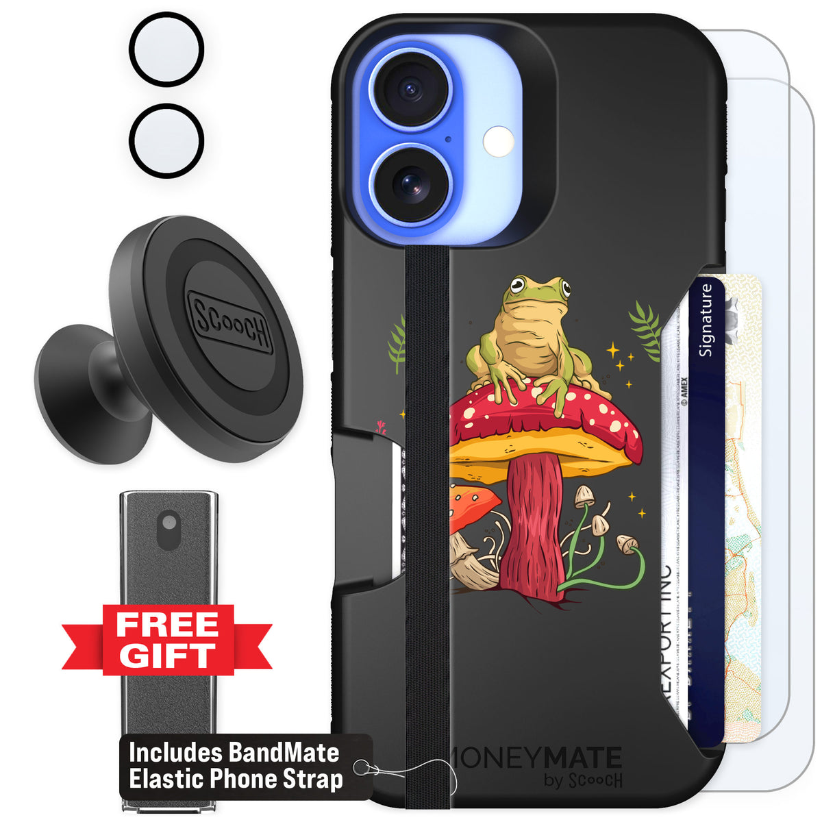 Scooch Moneymate Toadstool Frog for iPhone 16 — Defender Bundle