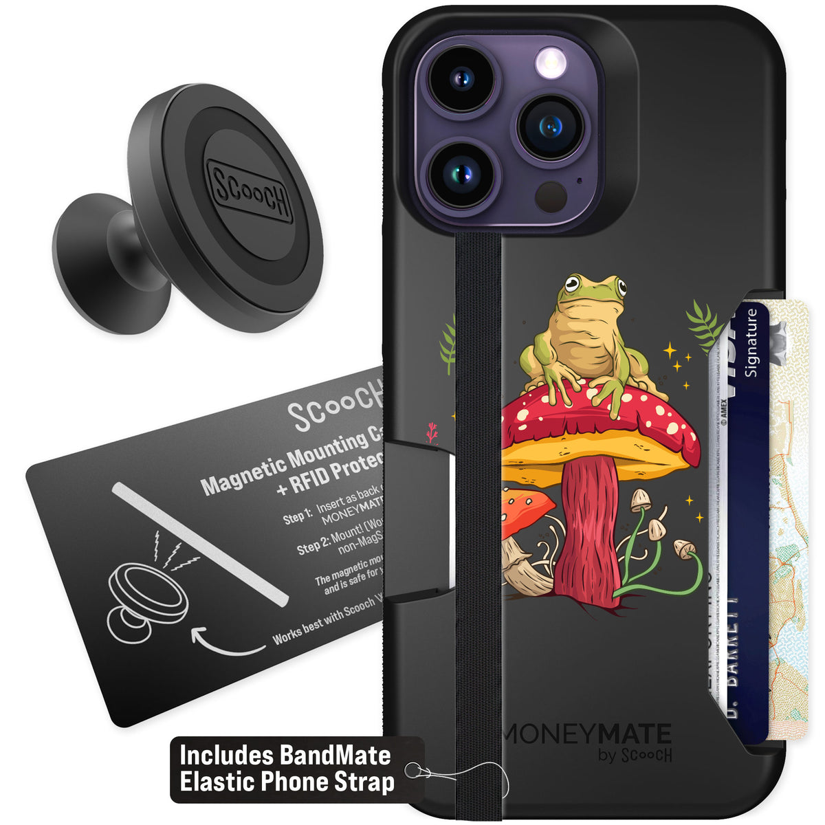 Scooch Moneymate Toadstool Frog for iPhone 14 Pro Max — Starter Bundle