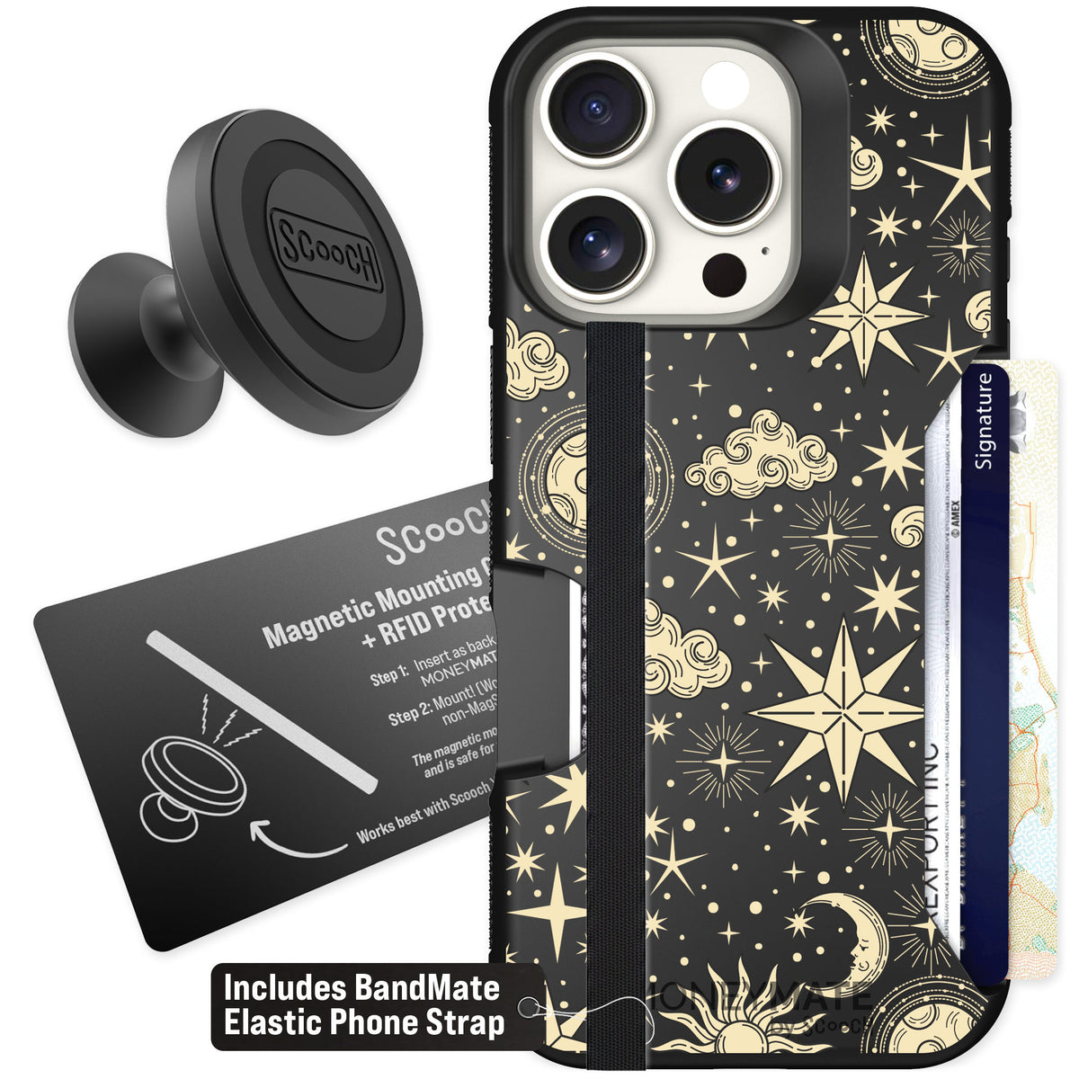 Scooch Moneymate Celestial Sleep for iPhone 16 Pro — Starter Bundle