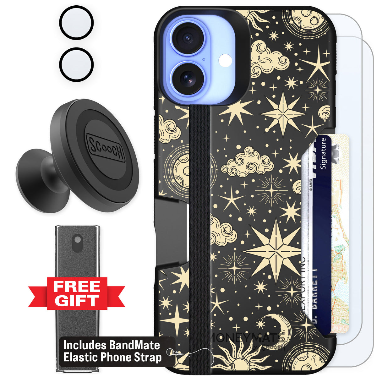 Scooch Moneymate Celestial Sleep for iPhone 16 Plus — Defender Bundle