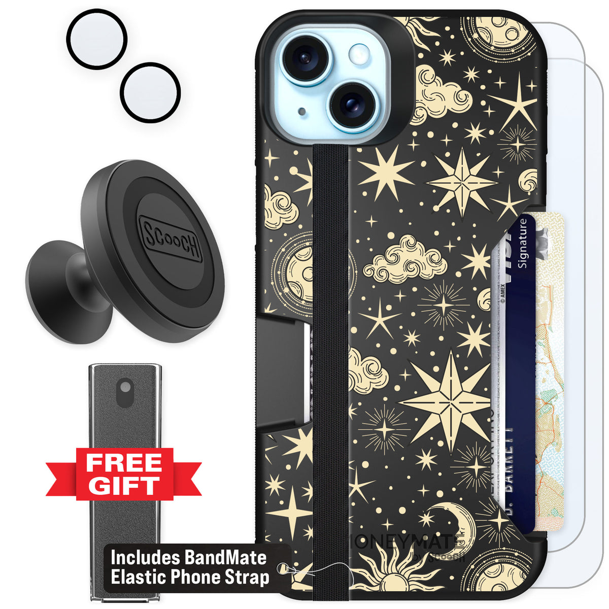 Scooch Moneymate Celestial Sleep for iPhone 15 Plus — Defender Bundle