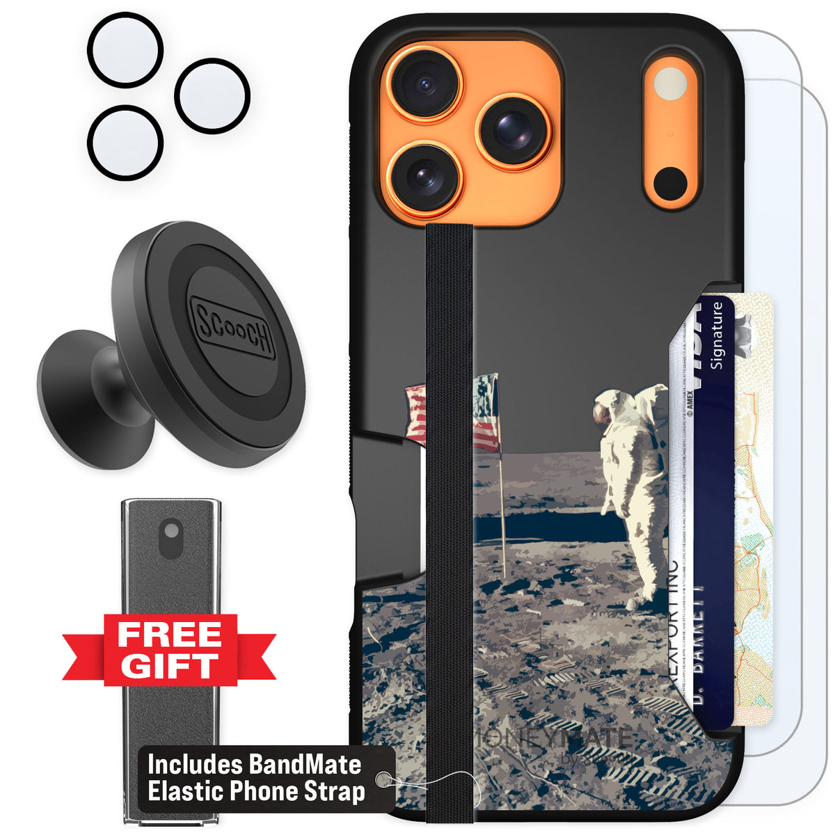 Scooch Moneymate Lunar Landing for iPhone 17 Pro Max — Defender Bundle