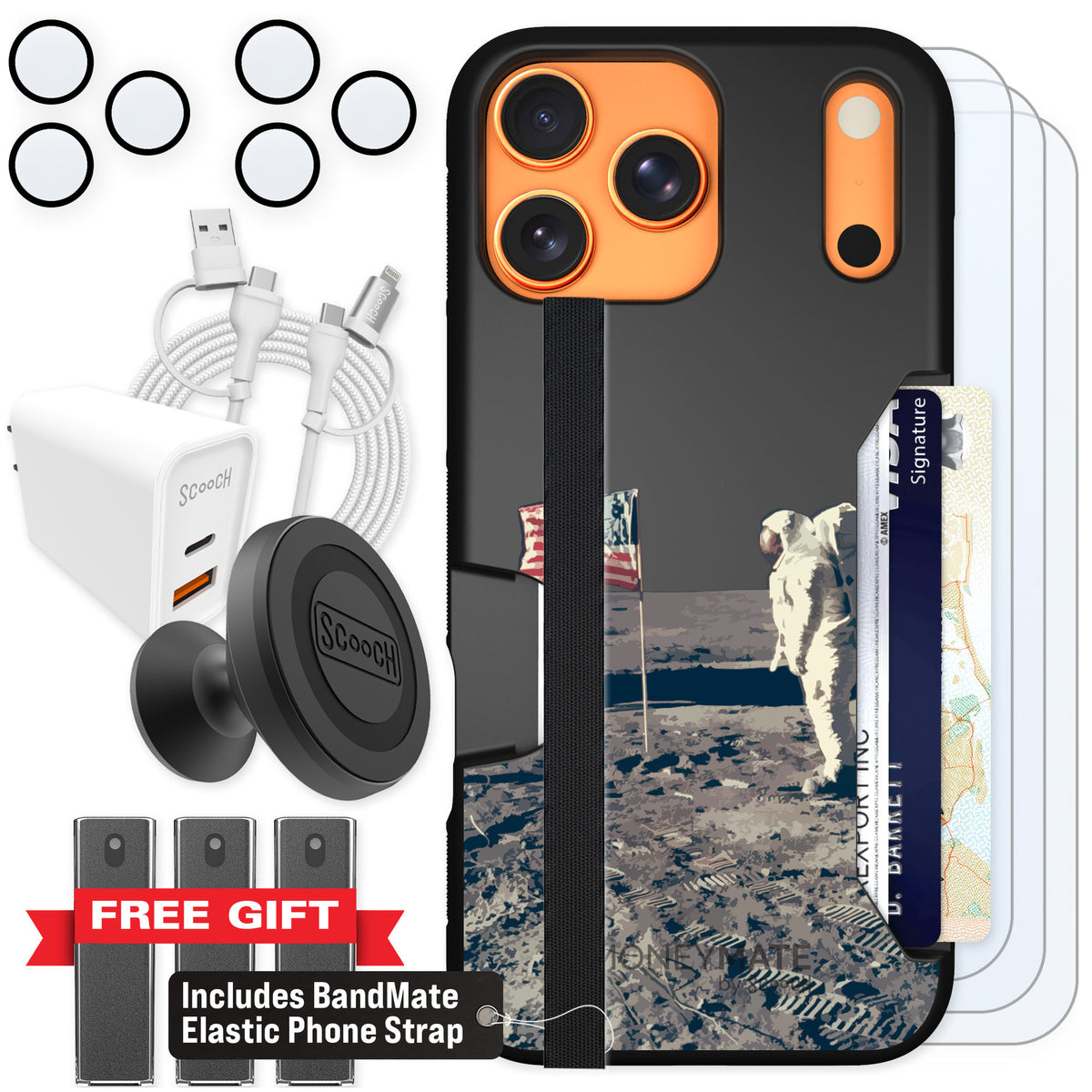 Scooch Moneymate Lunar Landing for iPhone 17 Pro Max — Ultimate Bundle