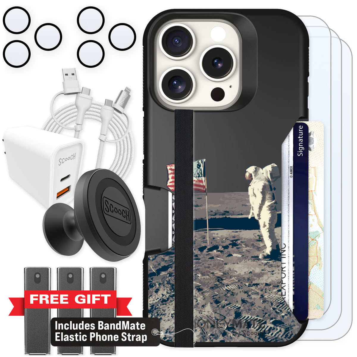 Scooch Moneymate Lunar Landing for iPhone 16 Pro — Ultimate Bundle