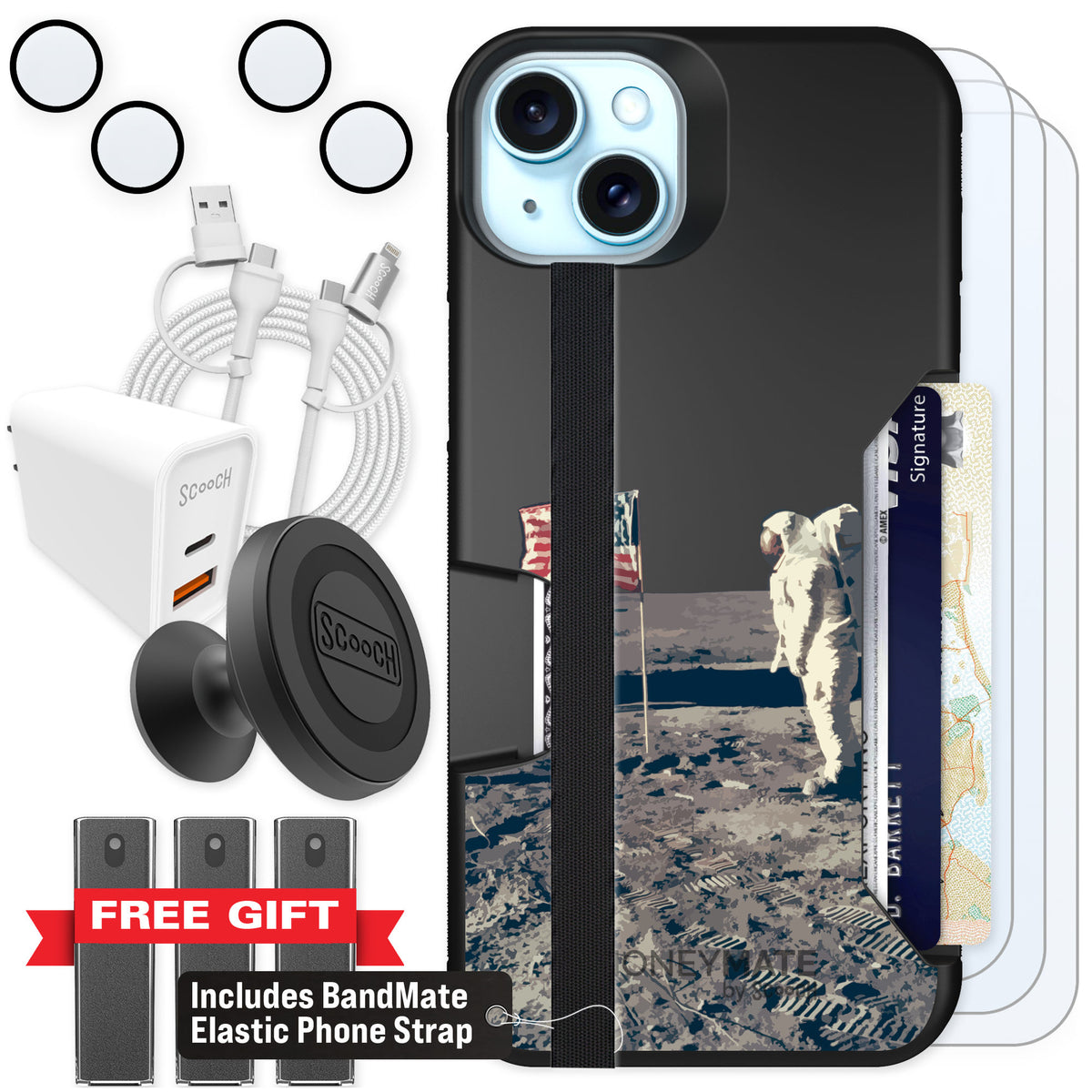 Scooch Moneymate Lunar Landing for iPhone 14 Plus — Ultimate Bundle