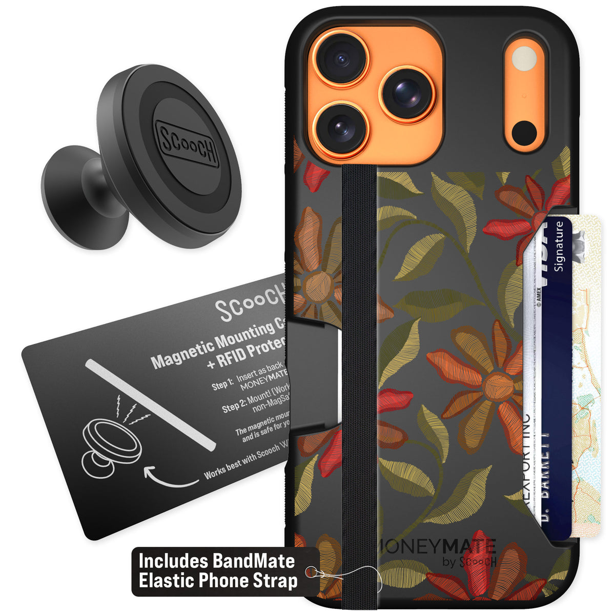 Scooch Moneymate Floral Tapestry for iPhone 17 Pro Max — Starter Bundle