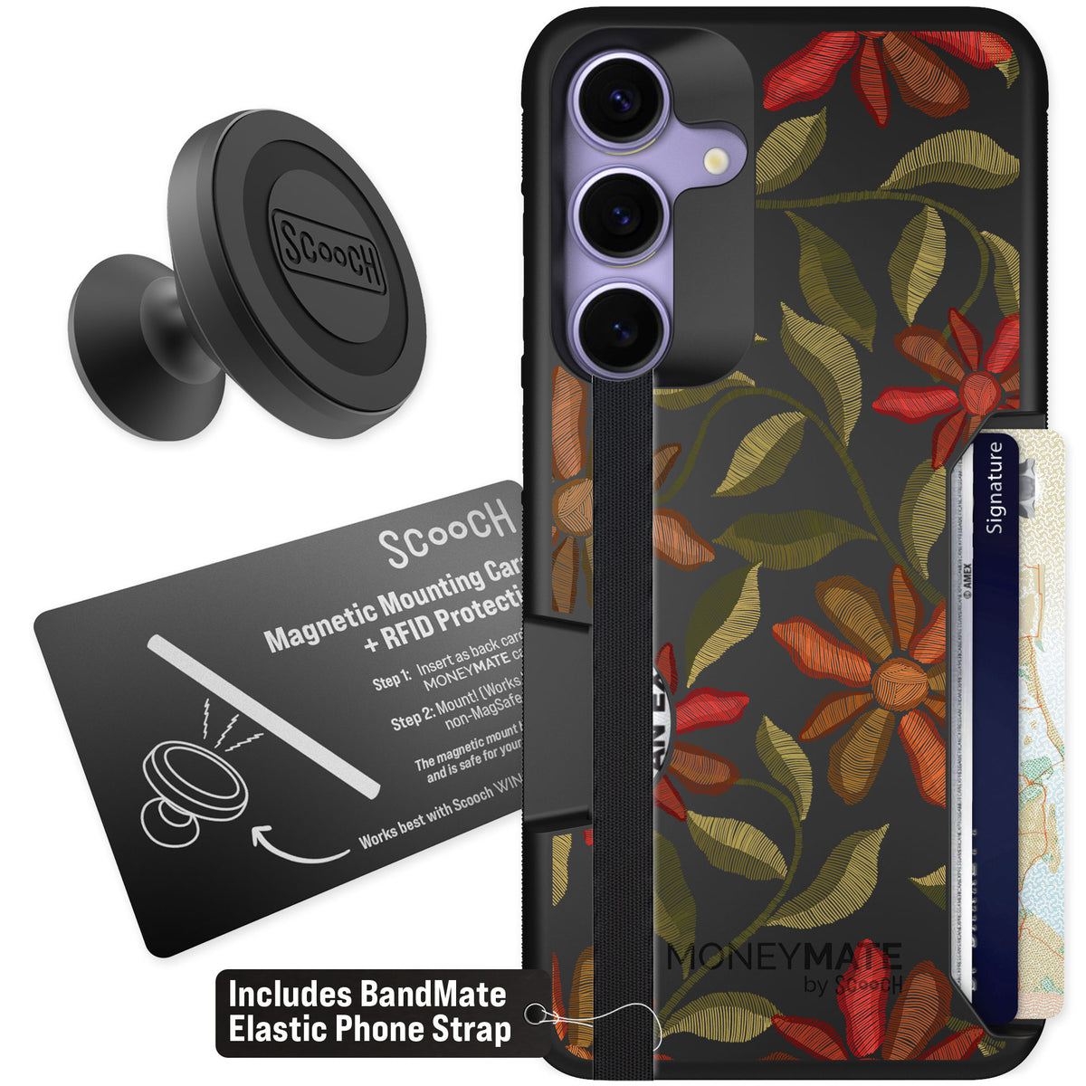 Scooch Moneymate Floral Tapestry for Galaxy S25+ — Starter Bundle