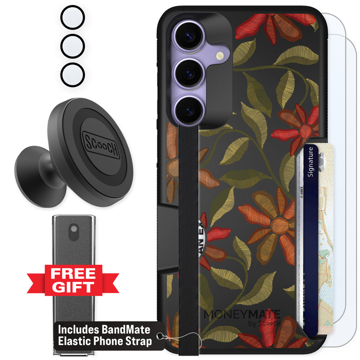 Scooch Moneymate Floral Tapestry for Galaxy S25+ — Defender Bundle