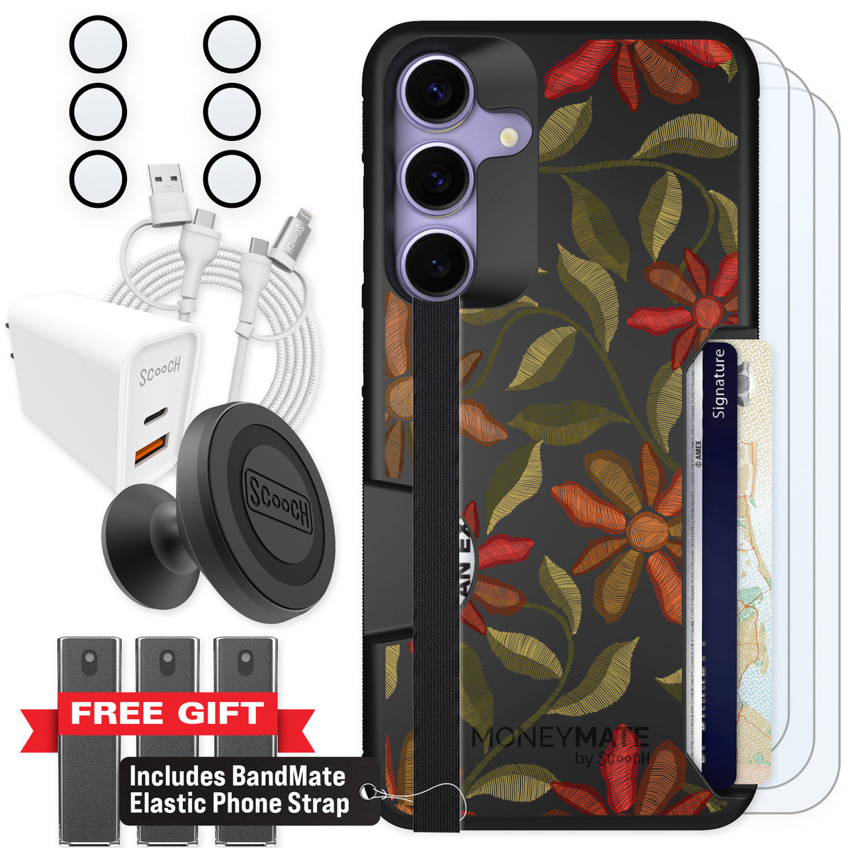 Scooch Moneymate Floral Tapestry for Galaxy S25+ — Ultimate Bundle