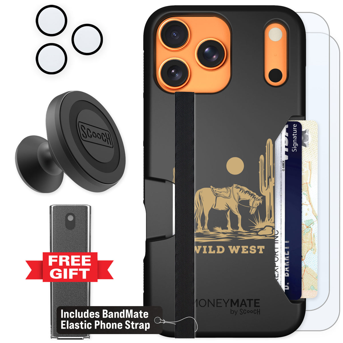 Scooch Moneymate Wild West for iPhone 17 Pro Max — Defender Bundle
