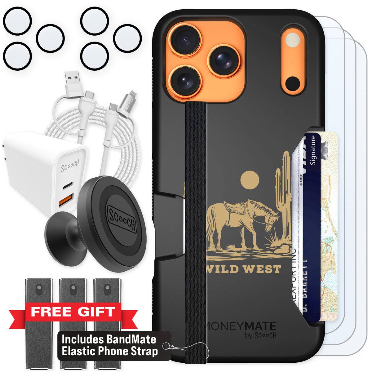 Scooch Moneymate Wild West for iPhone 17 Pro Max — Ultimate Bundle