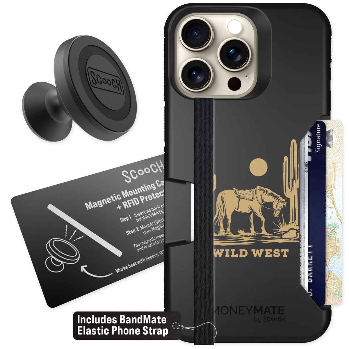 Scooch Moneymate Wild West for iPhone 15 Pro Max — Starter Bundle