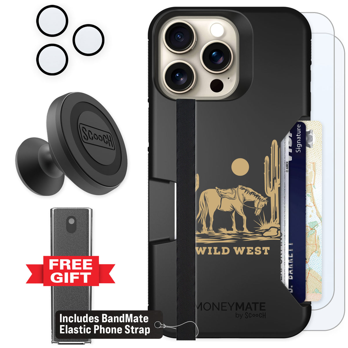 Scooch Moneymate Wild West for iPhone 15 Pro Max — Defender Bundle