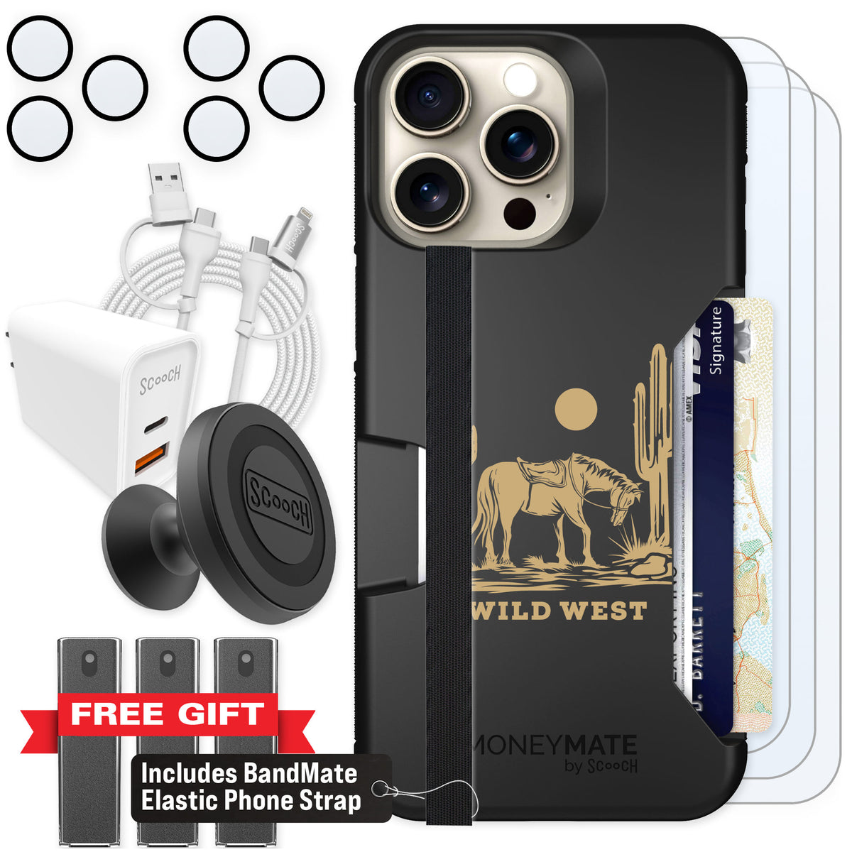Scooch Moneymate Wild West for iPhone 15 Pro Max — Ultimate Bundle