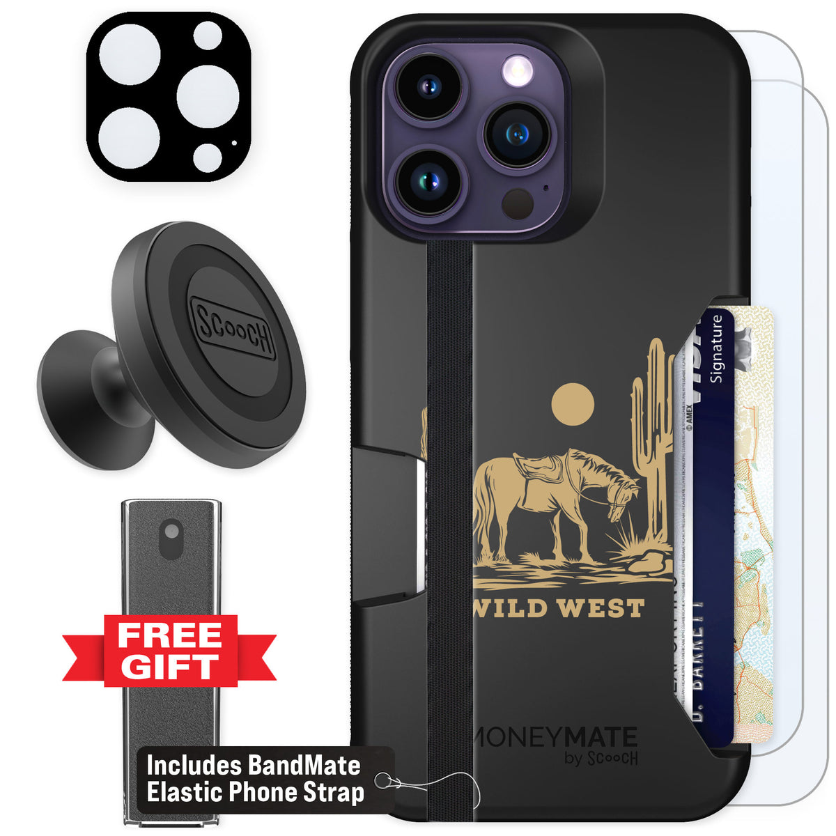 Scooch Moneymate Wild West for iPhone 14 Pro Max — Defender Bundle