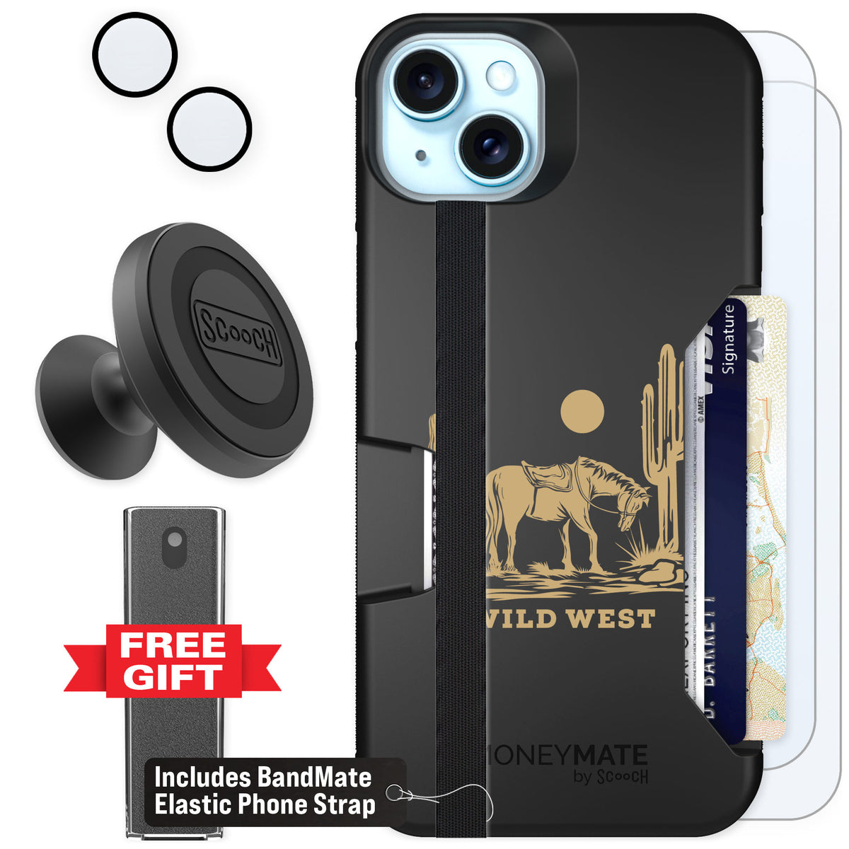 Scooch Moneymate Wild West for iPhone 14 Plus — Defender Bundle