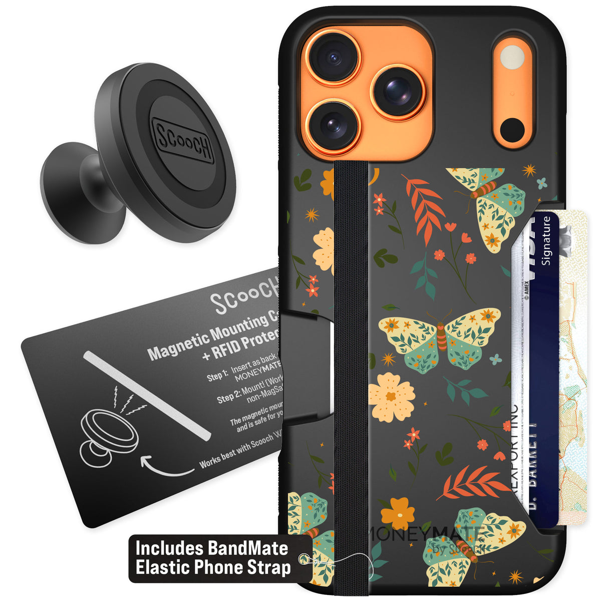 Scooch Moneymate Boho Nights for iPhone 17 Pro Max — Starter Bundle