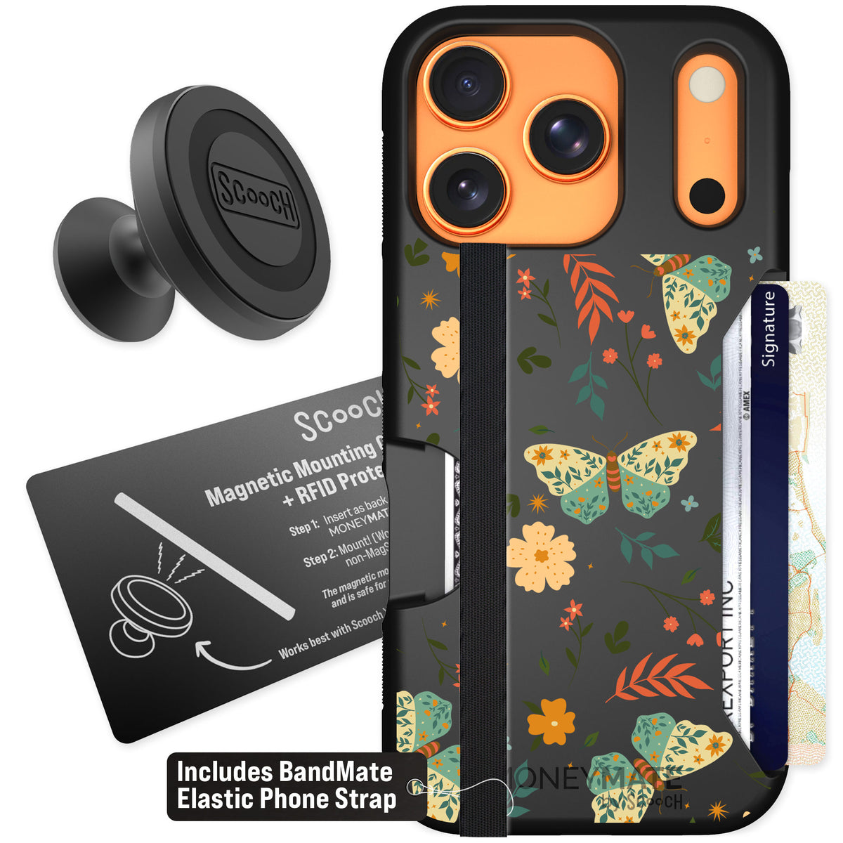 Scooch Moneymate Boho Nights for iPhone 17 Pro — Starter Bundle