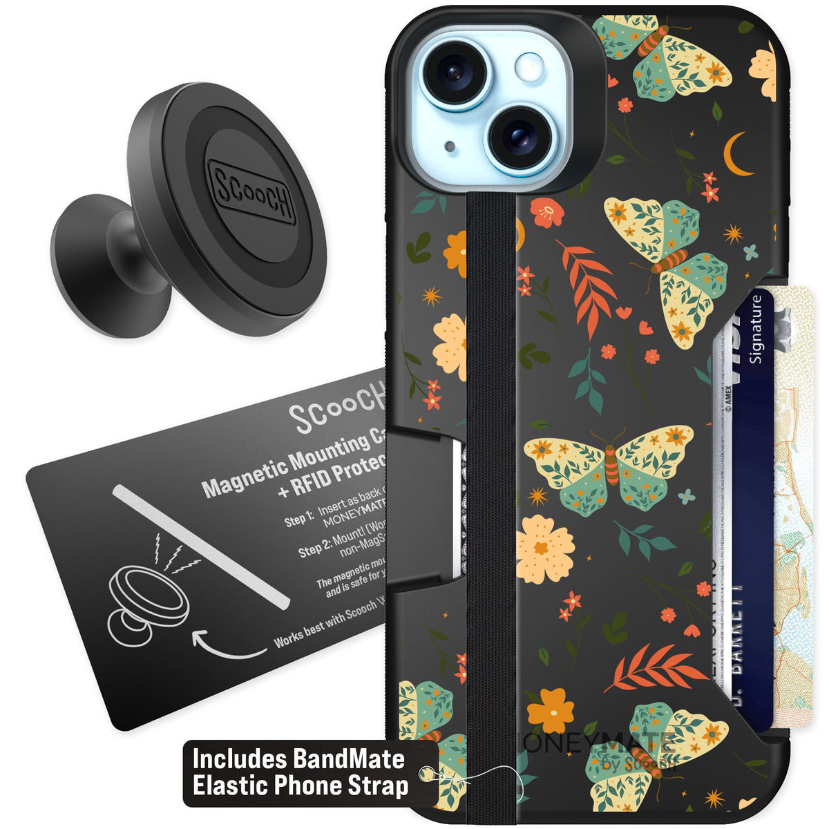 Scooch Moneymate Boho Nights for iPhone 14 Plus — Starter Bundle