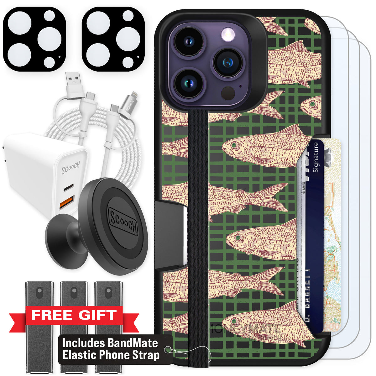Scooch Moneymate Fresh Catch for iPhone 14 Pro Max — Ultimate Bundle