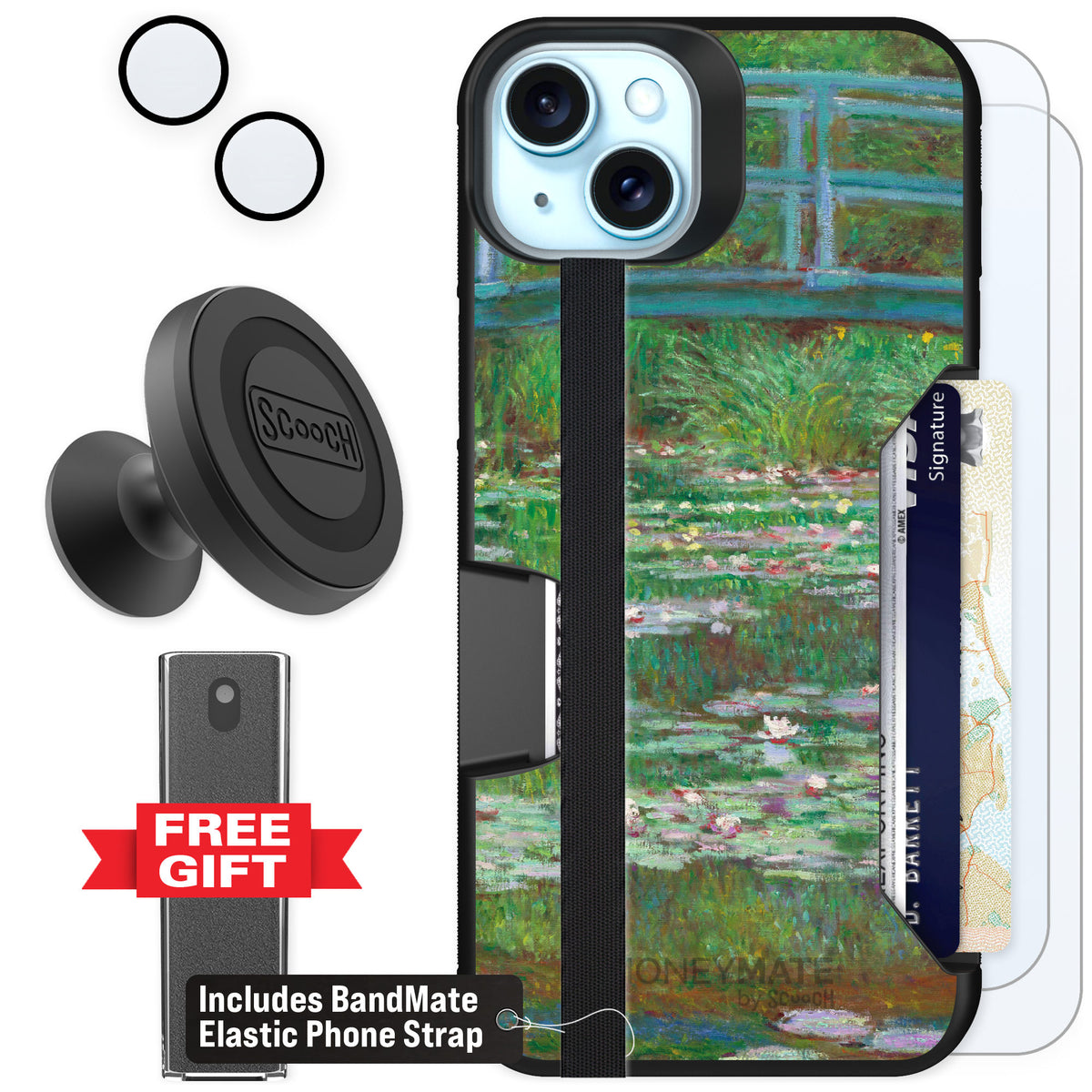 Scooch Moneymate Japanese Footbridge for iPhone 15 Plus — Defender Bundle